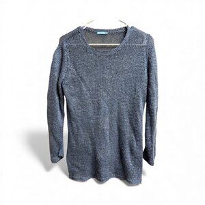 McLaughlin 100% Linen Open Knit Sweater Blue Long Sleeve Size M